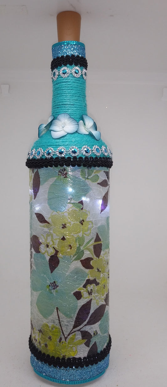 Teal and Black Flowers Nightlight