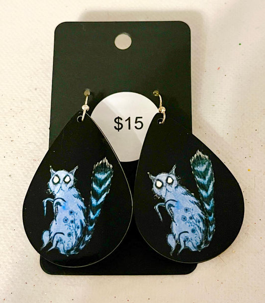 Blue Cat Earrings