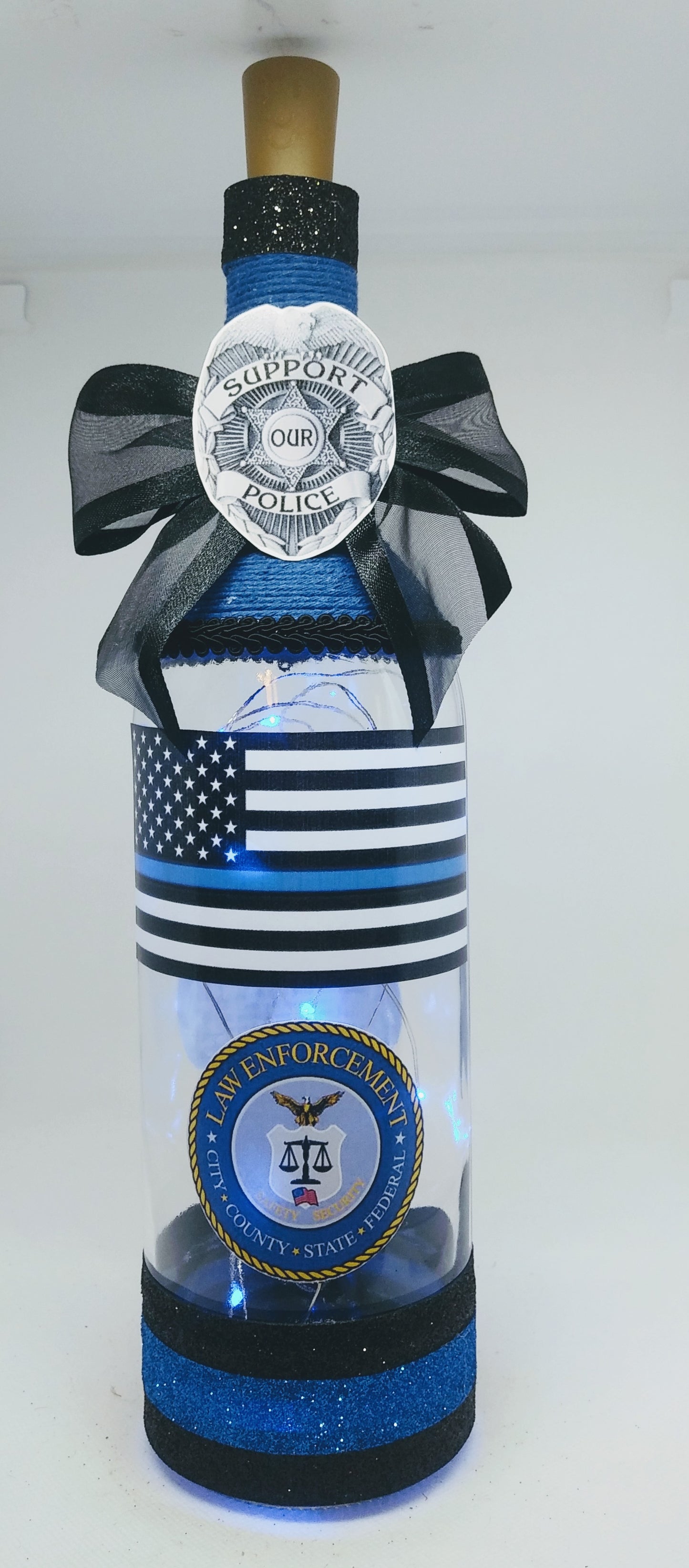 Blue Lives Matter Clear Bottle Nightlight