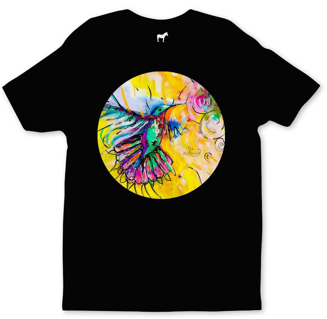 Hummingbird black short sleeve t-shirt