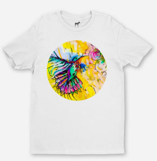 Hummingbird white short sleeve t-shirt