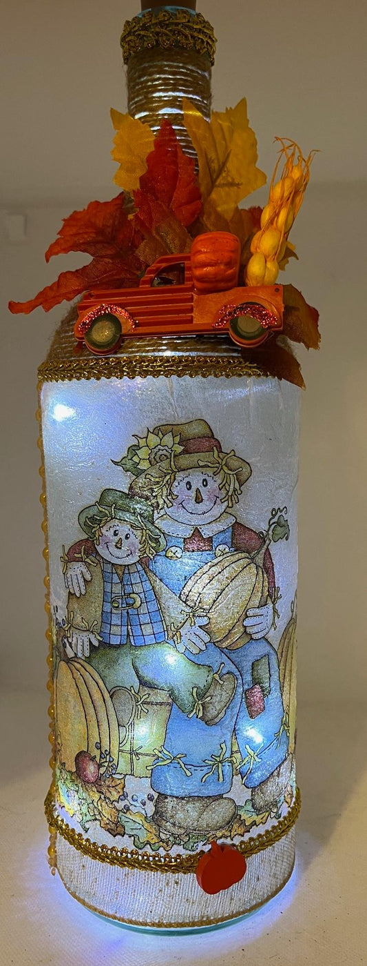 Fall Scarecrows Large Round Nightlight