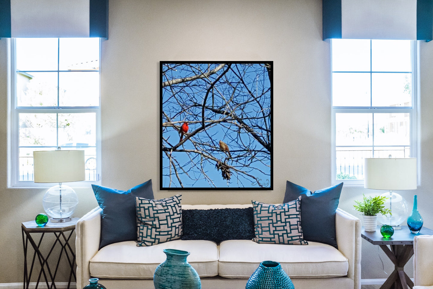 Cardinal Couple Fine Art Print, Remembrance Gift, Nature Wall Art, Bird Lover Gift