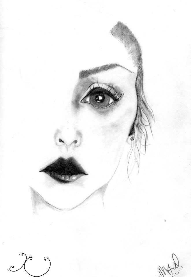 Woman's Half Face Drawing