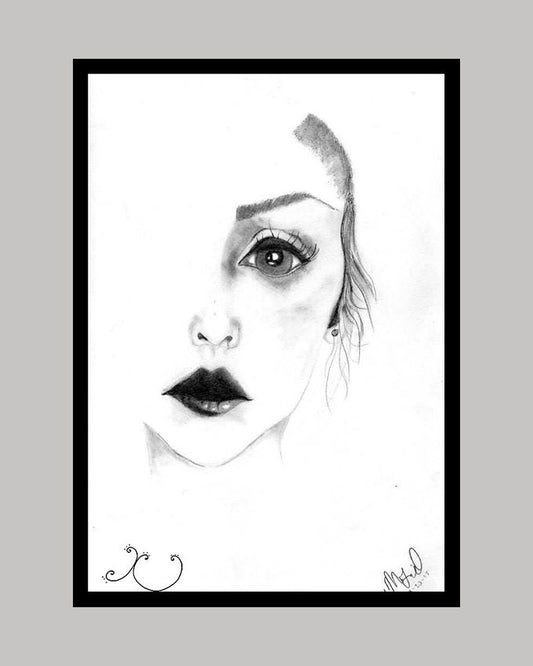 Woman's Half Face Drawing